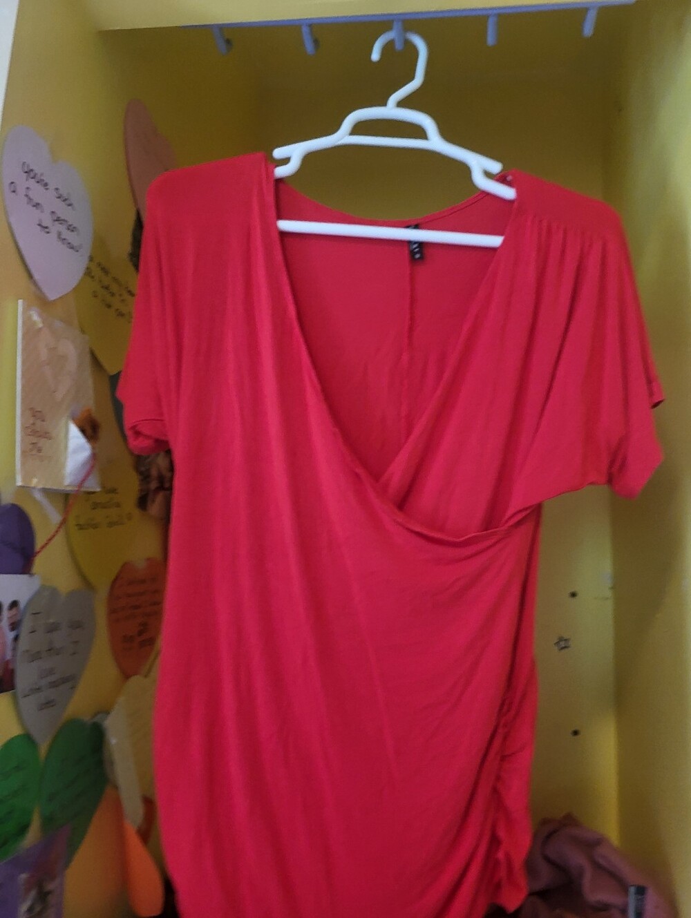 Women's Red Surplice Short Sleeve Wrap Top